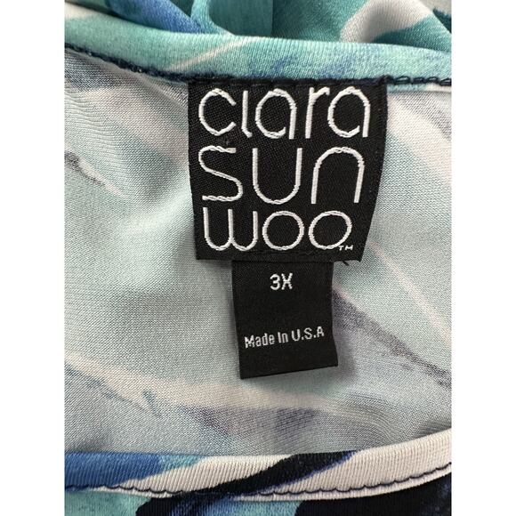 Clara Sun Woo Tunic Top Womens 3X Abstract Print Asymmetrical Made in USA - Picture 6 of 12